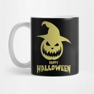 Happy Halloween With Gold Scary Pumpkin Mug